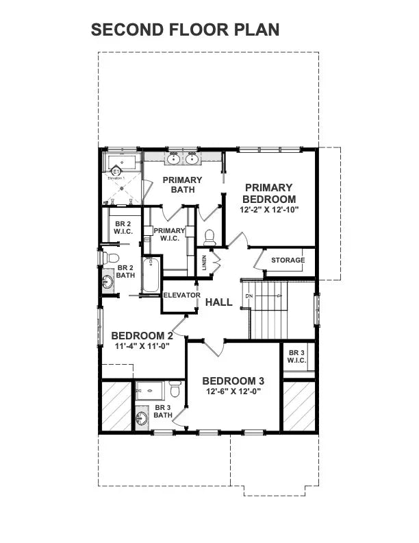 X7317-A The Macy I House Second Floor Plan 4 Beds 4 Baths