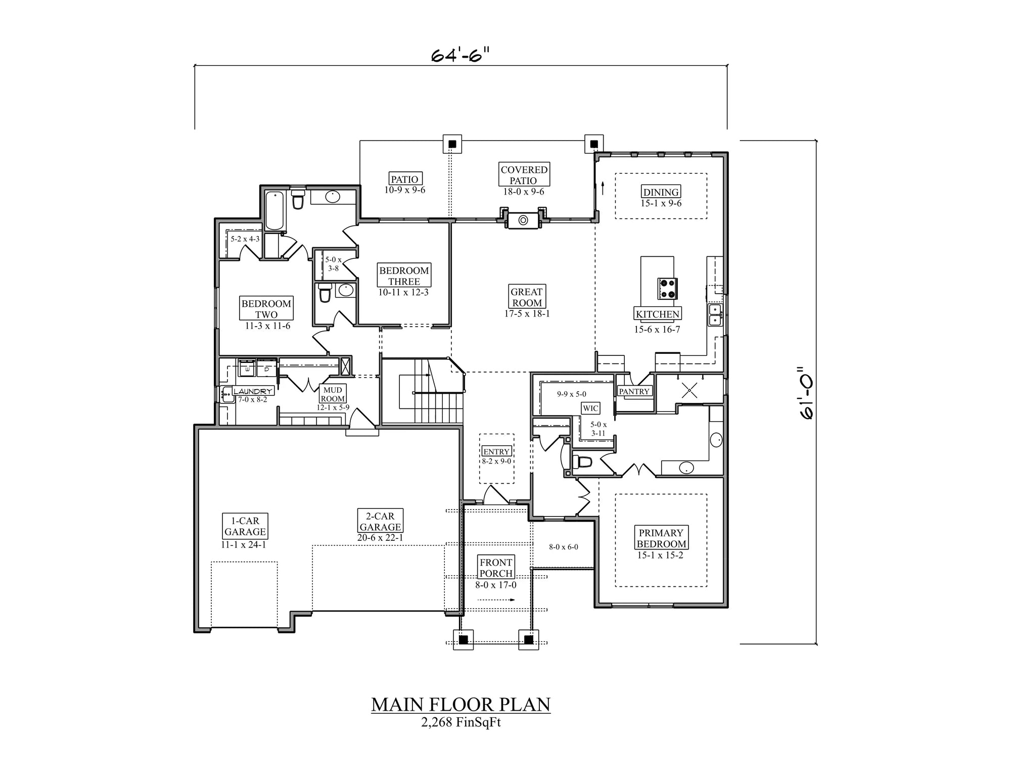 I7630-A Ranch House First Floor Plan, 3 Bedrooms, 2.5 Bathrooms | The Serratoga House Plan