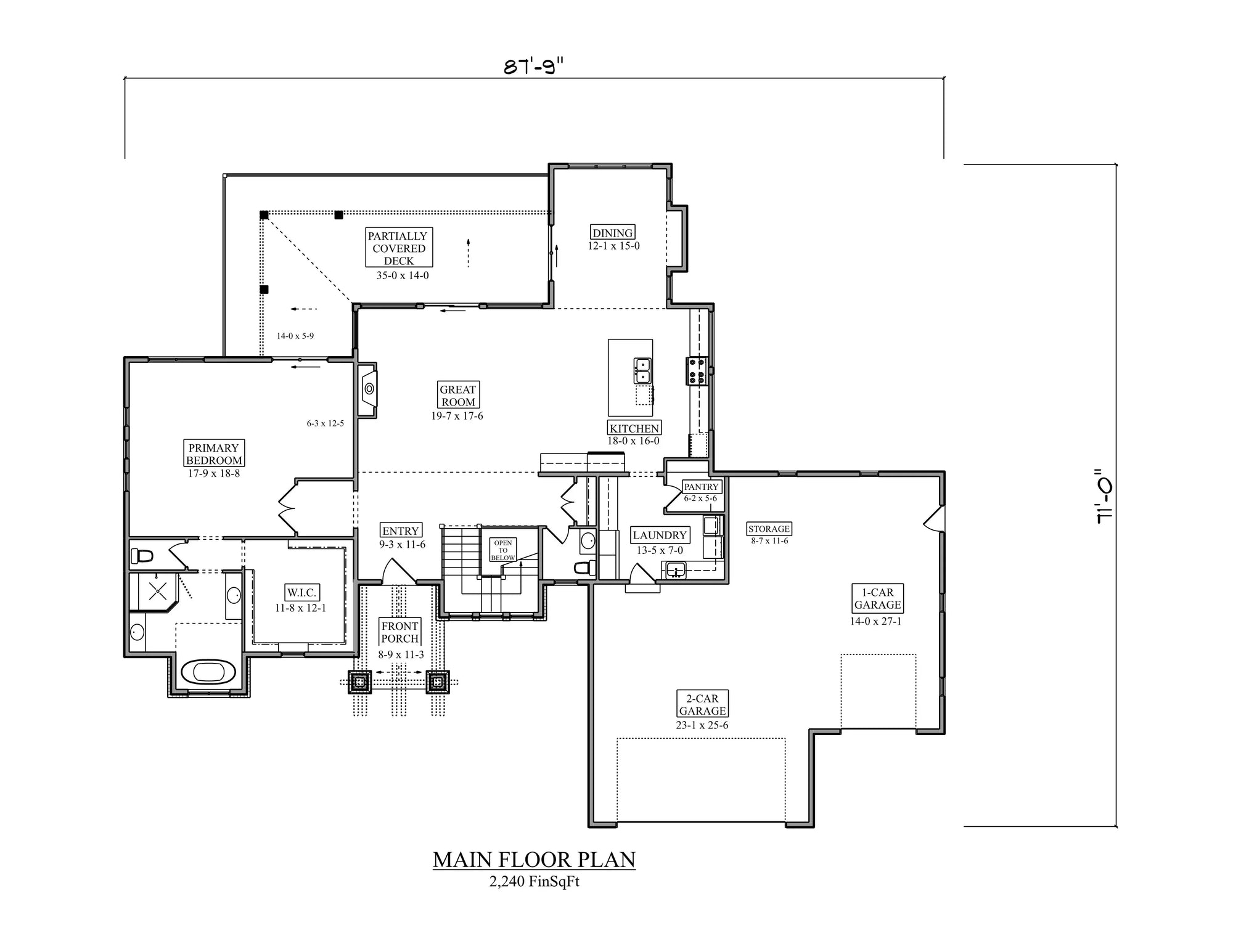 I7635-A Ranch House First Floor Plan, 1 Bedroom, 1.5 Bathrooms | The Thunder Ridge House Plan