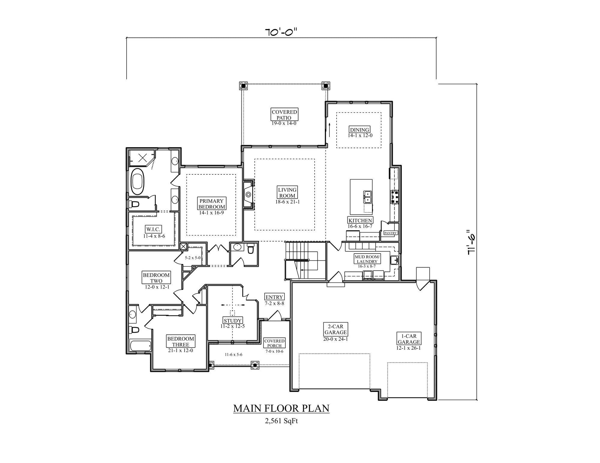 I7397-A The Trenton House First Floor Plan 3 Beds 2.5 Baths