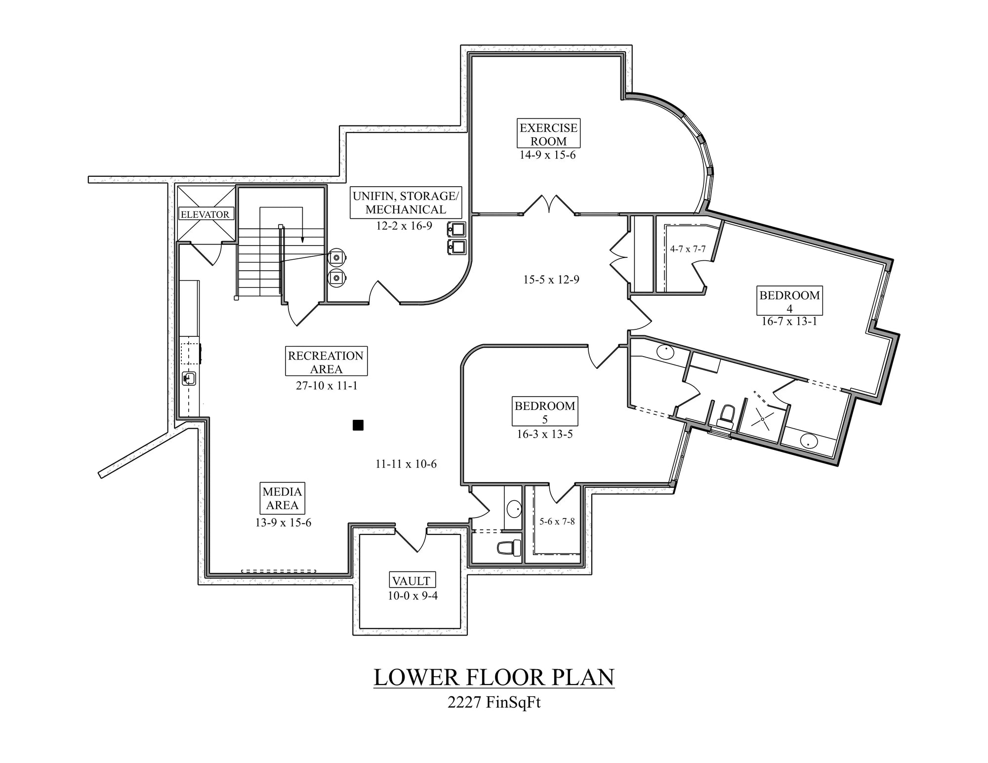 I7398-A The Wolhurst House Basement Floor Plan 3 Beds 3.5 Baths