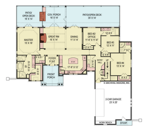 a414-a craftsman style house plan 4-7 bedrooms, 3 bathrooms main floor plan