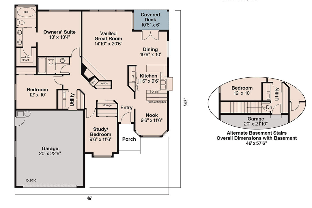 AM7938-A Traditional House First Floor Plan, 3 Bedrooms, 2 Bathrooms | Plan 10-004 Danforth