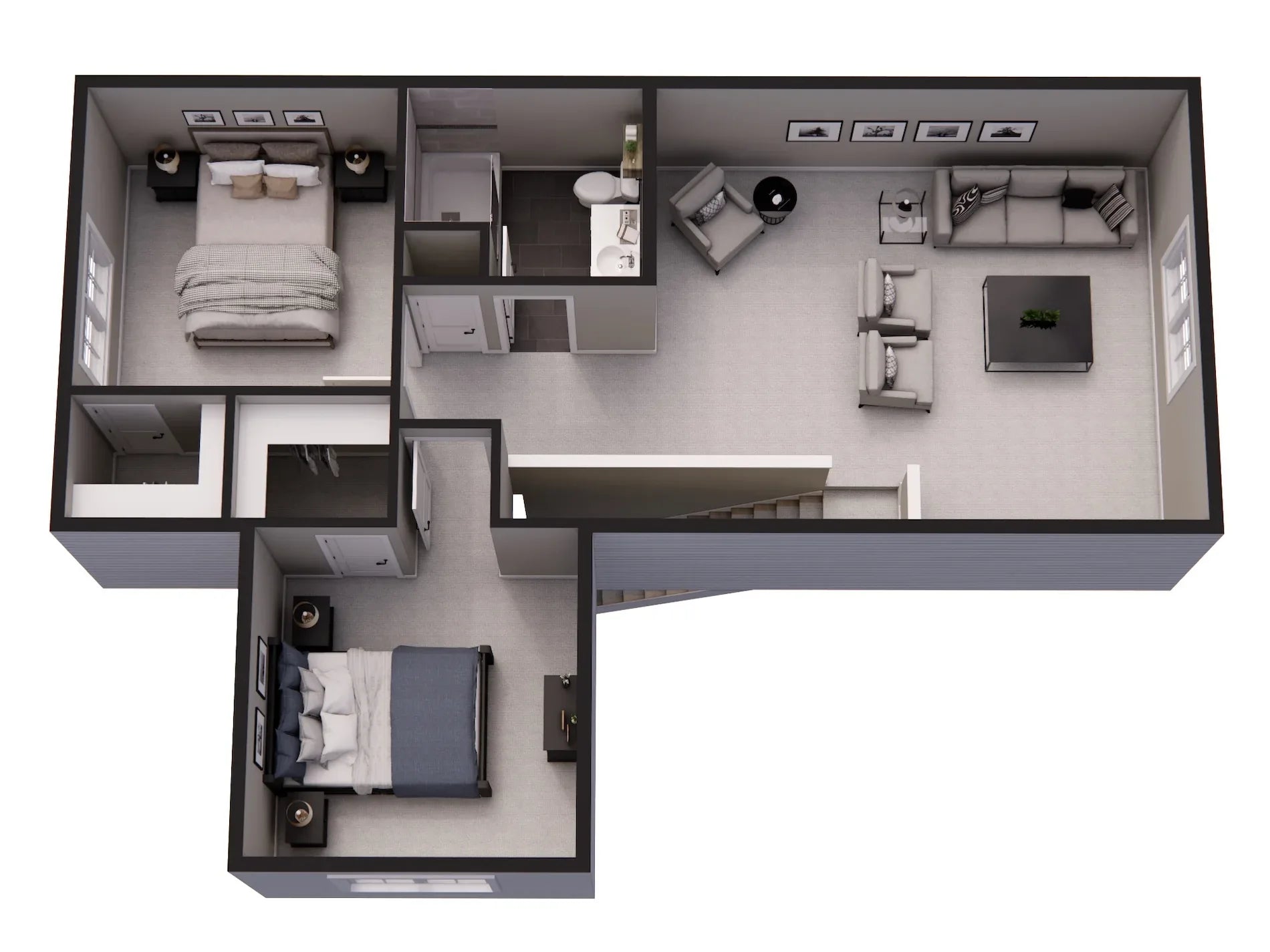 D7347-A Lino Lakes House 3D Second Floor Plan 3 Beds 2.5 Baths