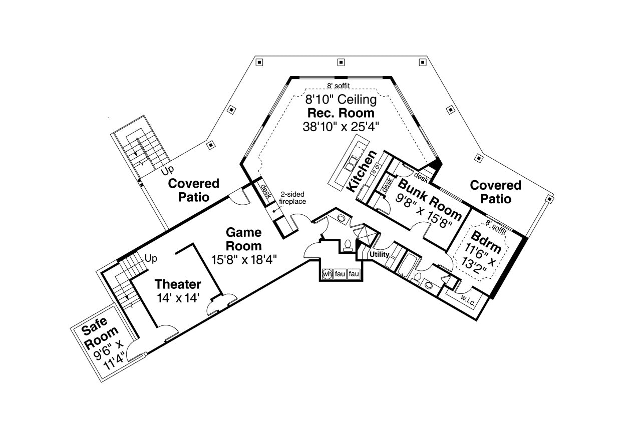 AM7657-A Chalet Style House Basement Floor Plan, 4 Bedrooms, 4.5 Bathrooms | Williamsburg House Plan