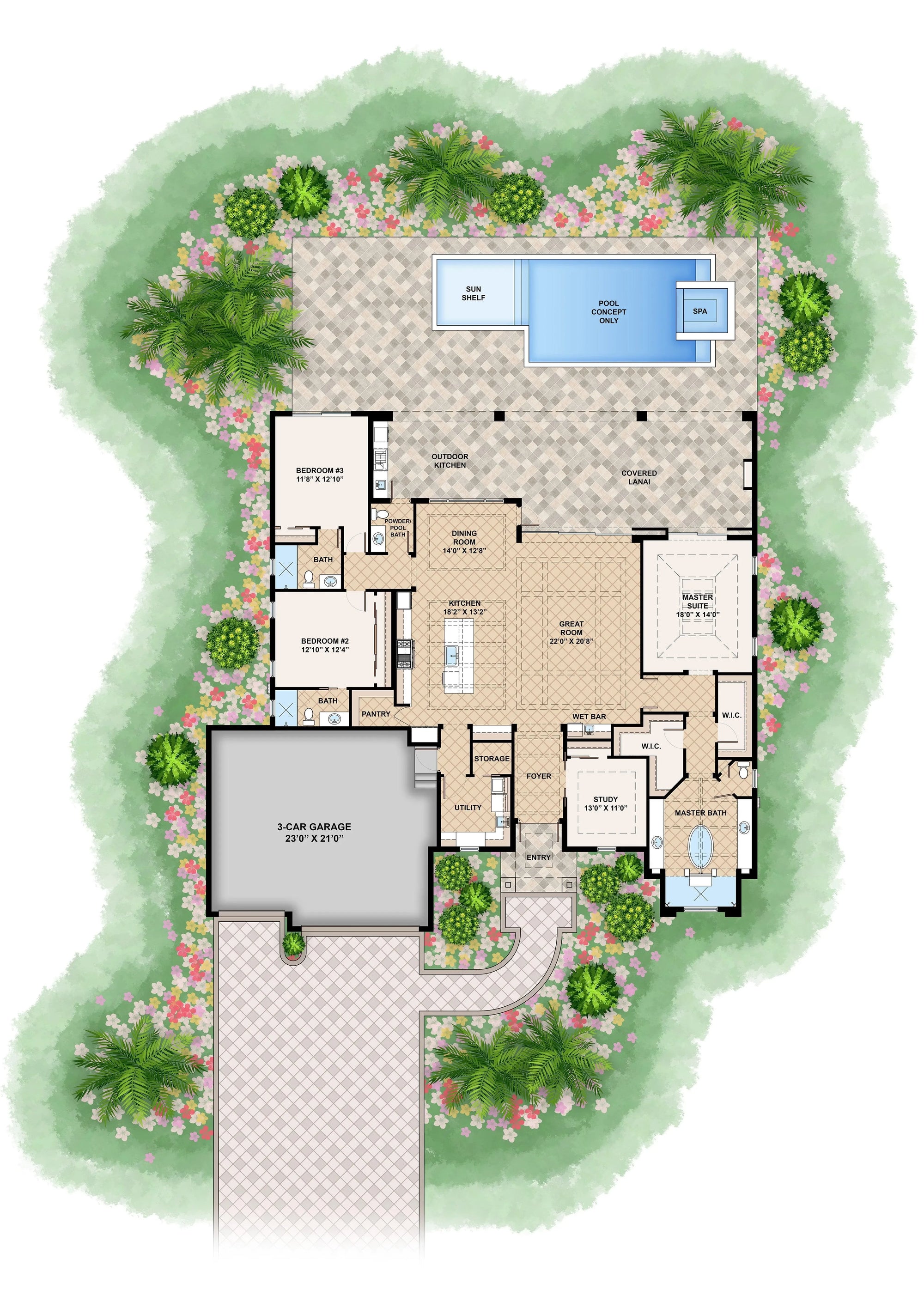 White Coral House Plan - Archival Designs House Plans, floor plan