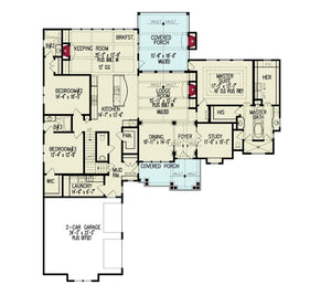woodfin ridge cottage b - archival designs house plans, floor plan