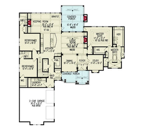 woodfin ridge cottage b - archival designs house plans, floor plan