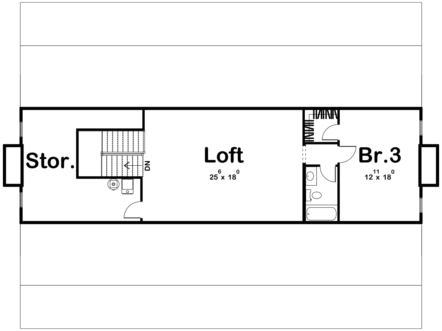 G7995-A Modern Farmhouse Second Floor Plan, 3 Bedrooms, 3.5 Bathrooms | Hickory Grove 30180