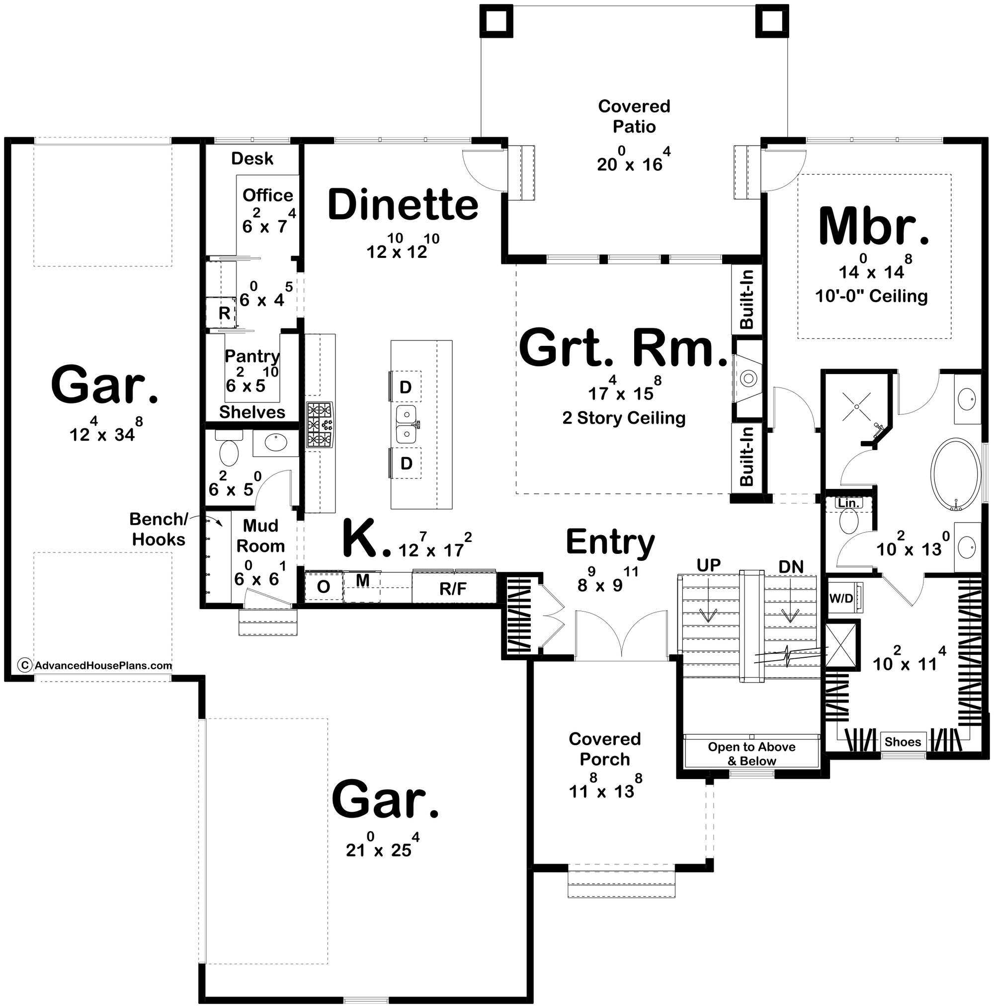 G8223-A Modern Cottage House First Floor Plan, 5 to 7 Bedrooms, 3.5 to 5.5 Bathrooms | Marshall Way House Plan