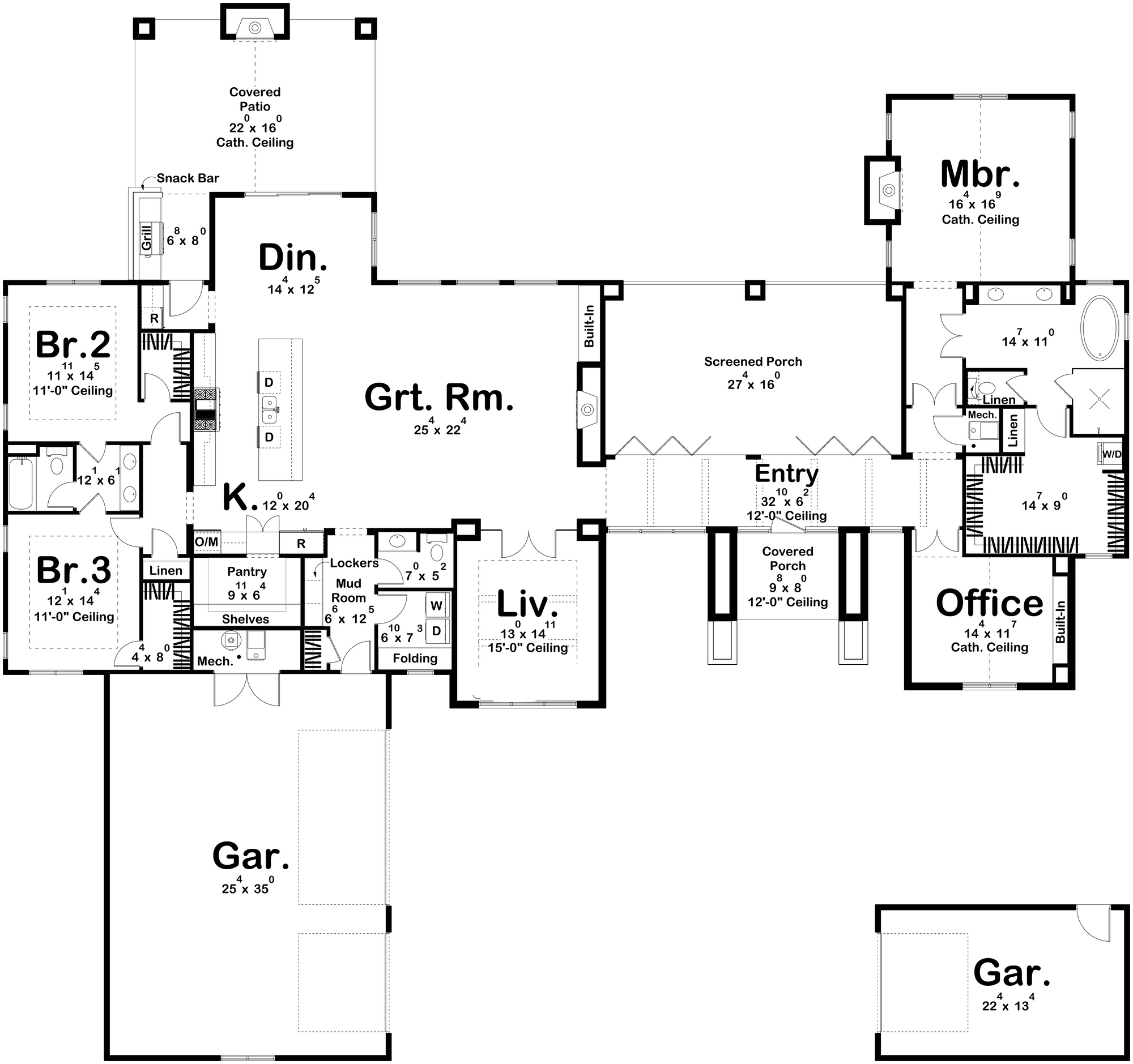 G7962-A Modern Transitional House First Floor Plan, 3 Bedrooms, 2.5 Bathrooms | Perryville 30466