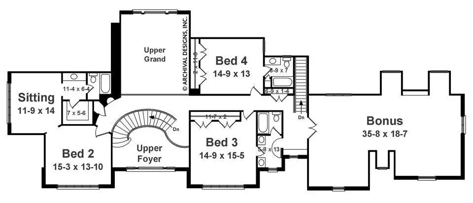 Bowen House Plan - Archival Designs House Plans, floor plan
