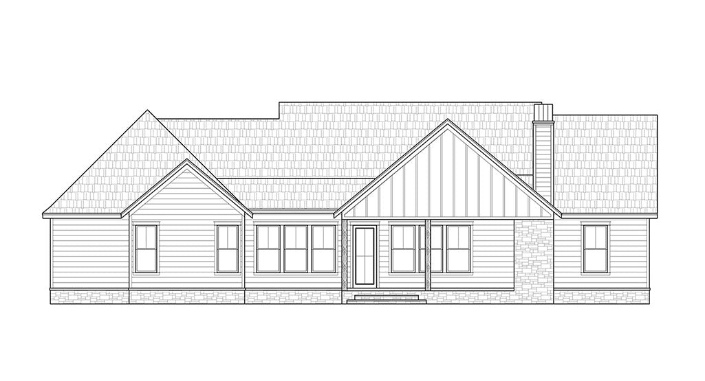 Cedar Springs Elevation Rear House Plan 