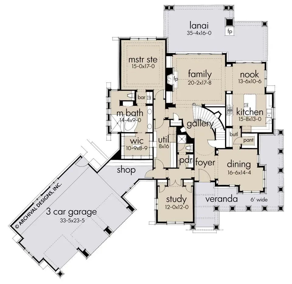 Chambre de Benissez House Plan - Archival Designs House Plans, floor plan