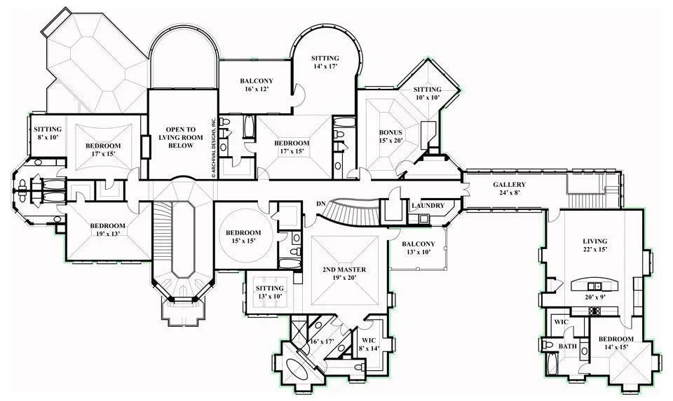 Chateaubriand House Plan - Archival Designs House Plans, floor plan