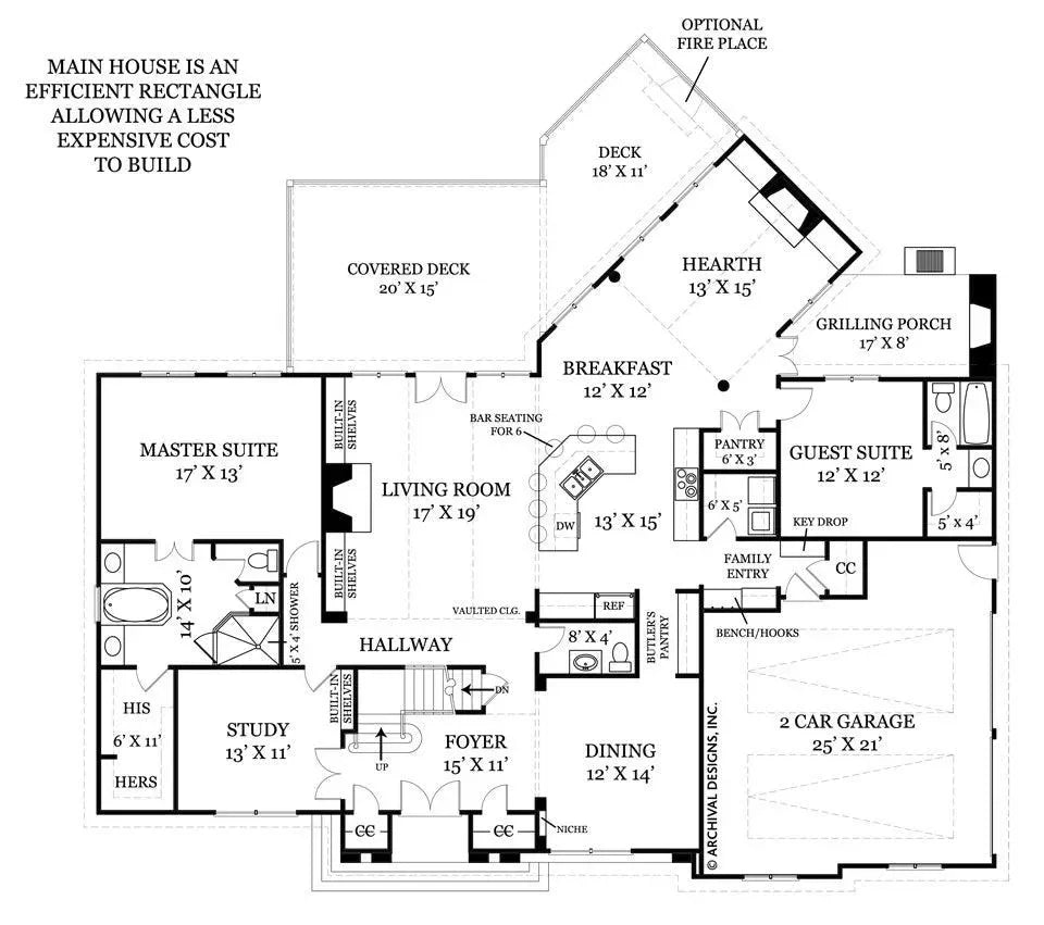 Chesterfield House Plan - Archival Designs House Plans, floor plan