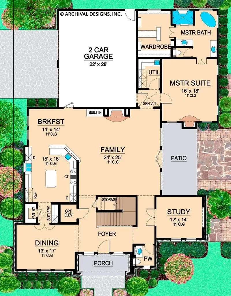 Congressional House Plan - Archival Designs House Plans, floor plan