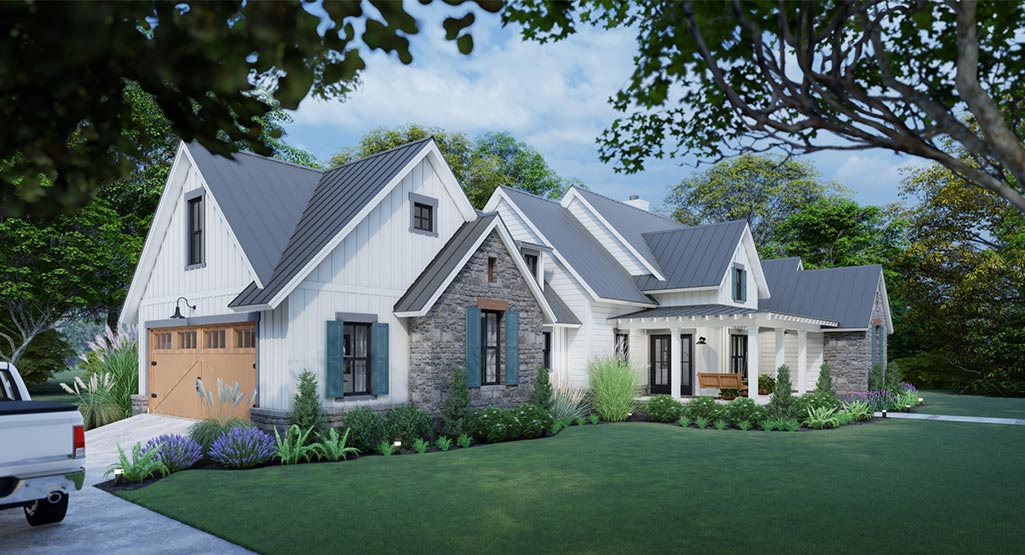 Cool Meadow Farm House Plan - Front Left