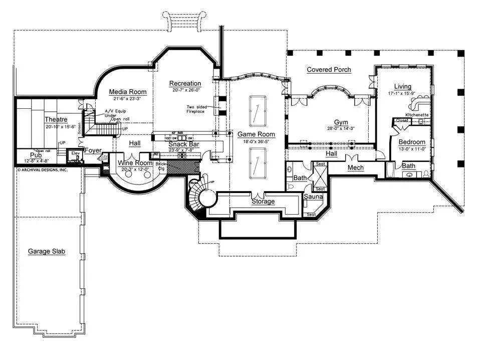 Corrineaux Estate House Plan - Archival Designs House Plans, floor plan