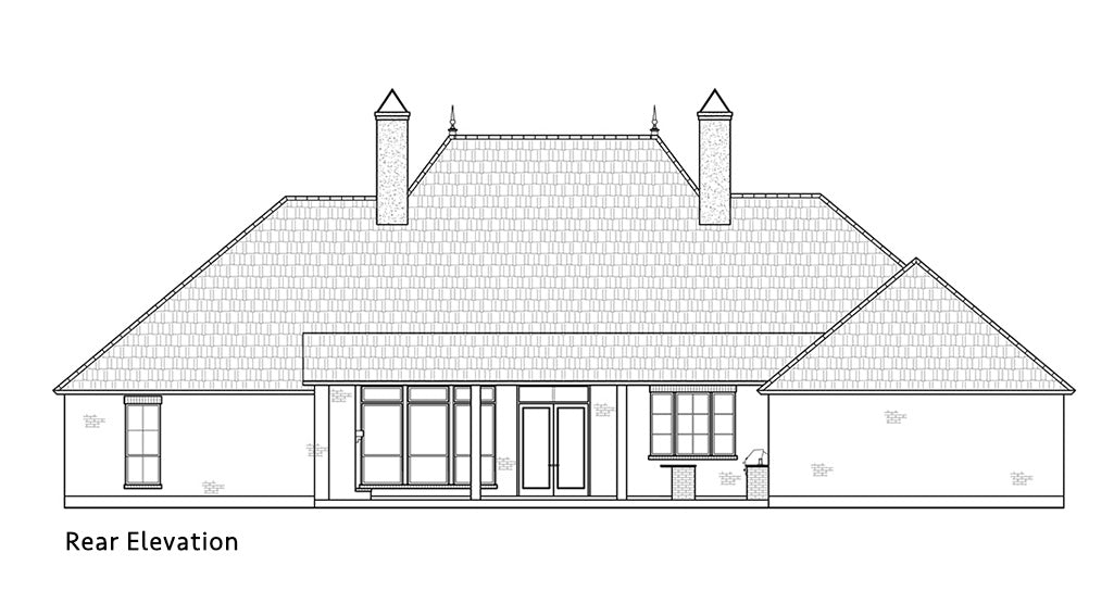 French Quarter House Plan - Elevation Rear