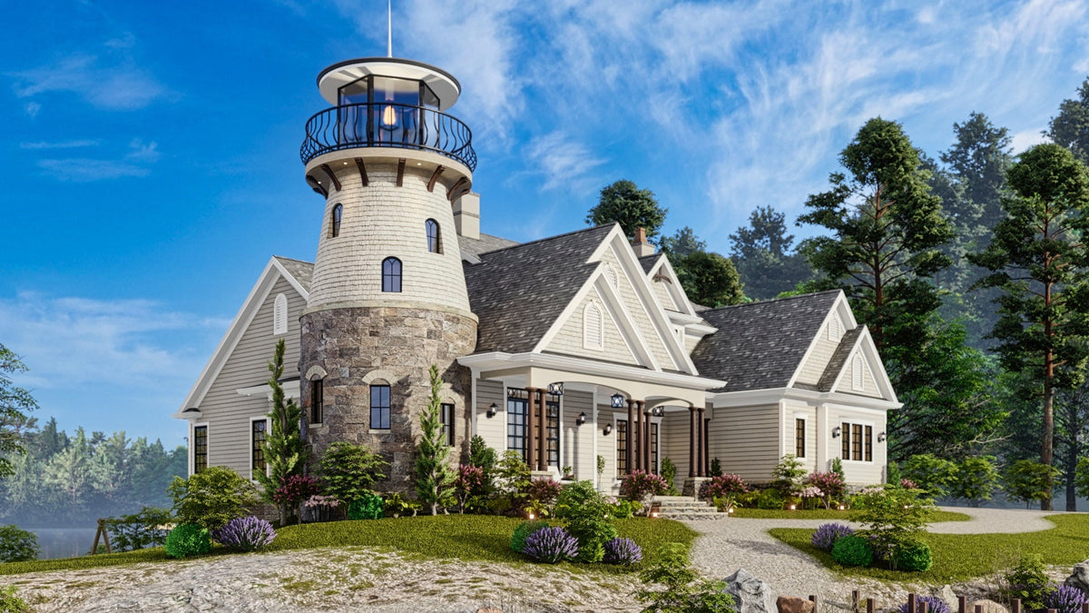 The Beacon Bluff Lighthouse House Plan - Front Left