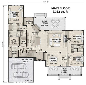 goose creek house plan - archival designs house plans, floor plan