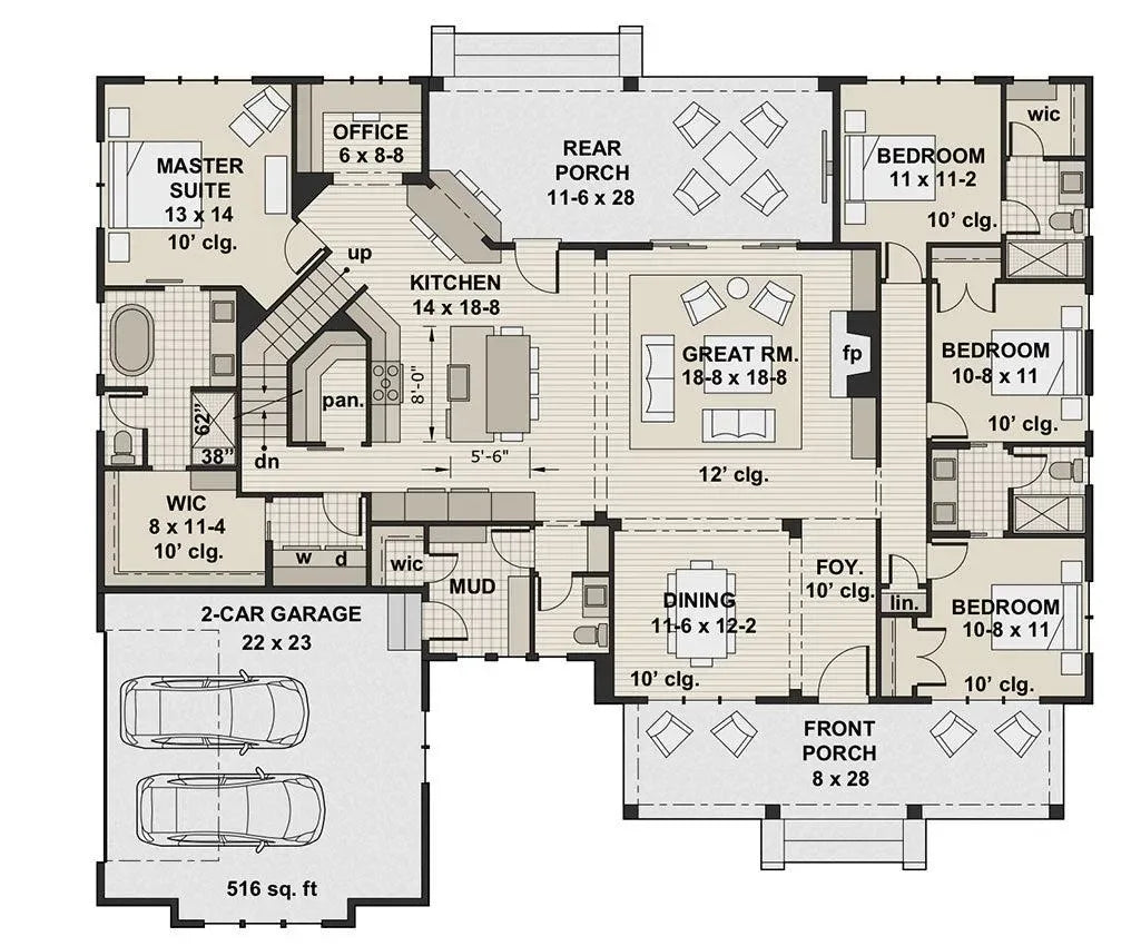 Hidden Hills House Plan - Archival Designs House Plans, floor plan