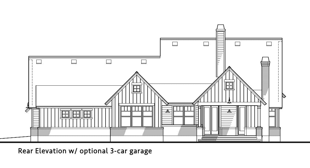 High Meadow Cabin House Plan - Elevation Rear