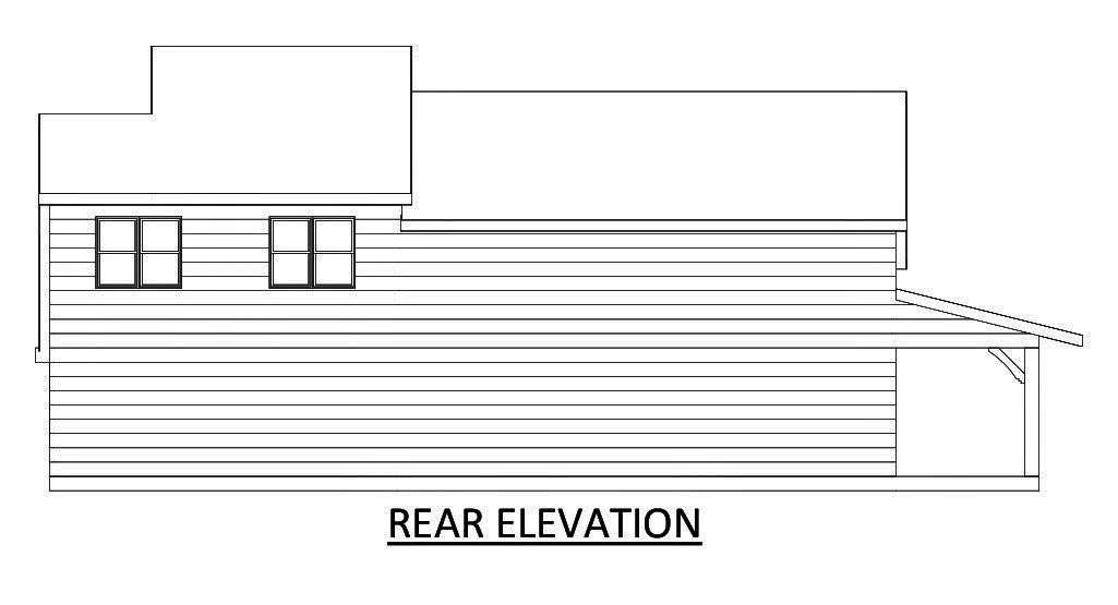 Hillside House Plan - Elevation Rear
