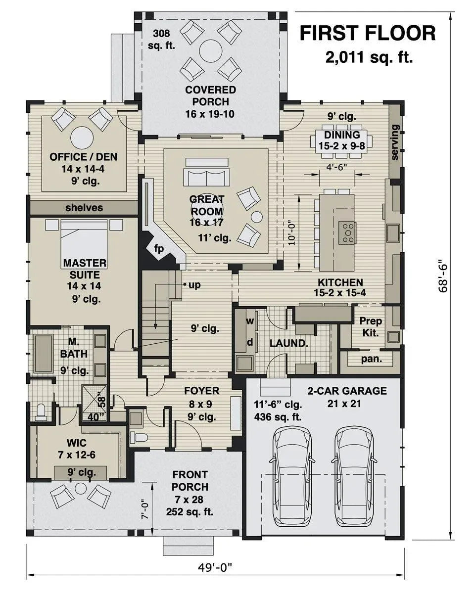 Middlebrook House Plan - Archival Designs House Plans, floor plan