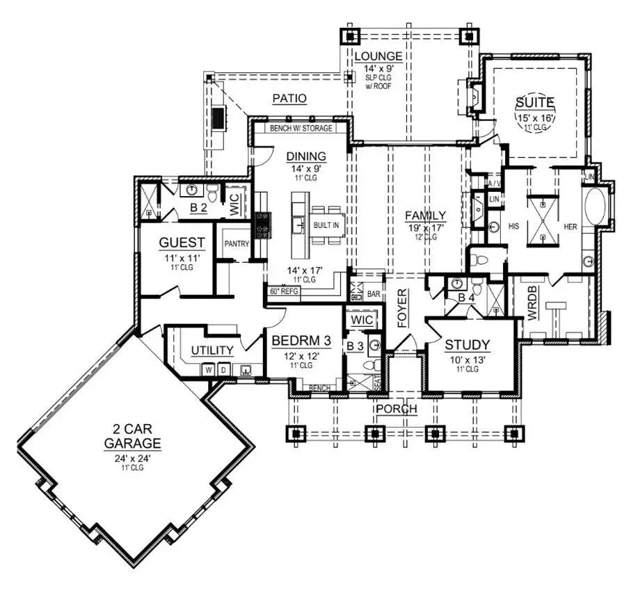 Midland House Plan - Archival Designs House Plans, floor plan