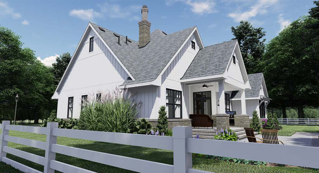 Pine Meadow House Plan - Rear Right