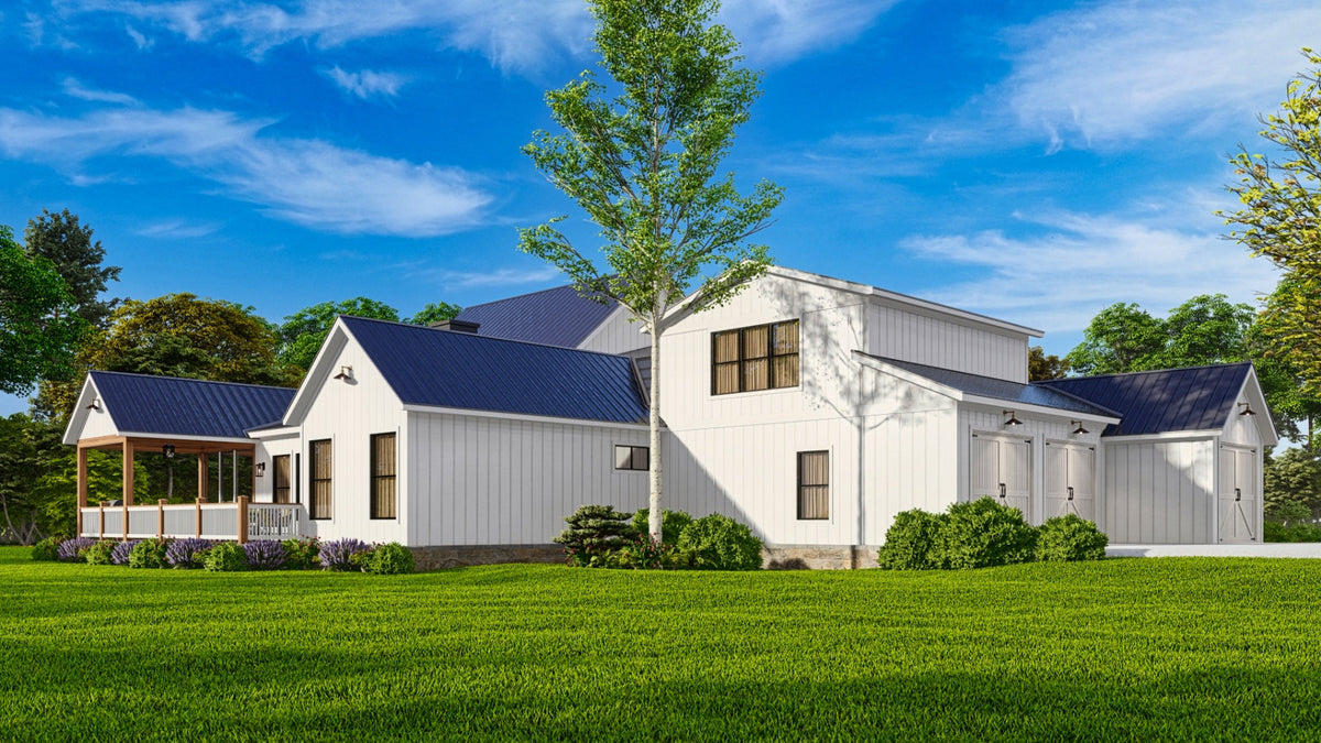 Modern Farmhouse House Plan -  Rear Left