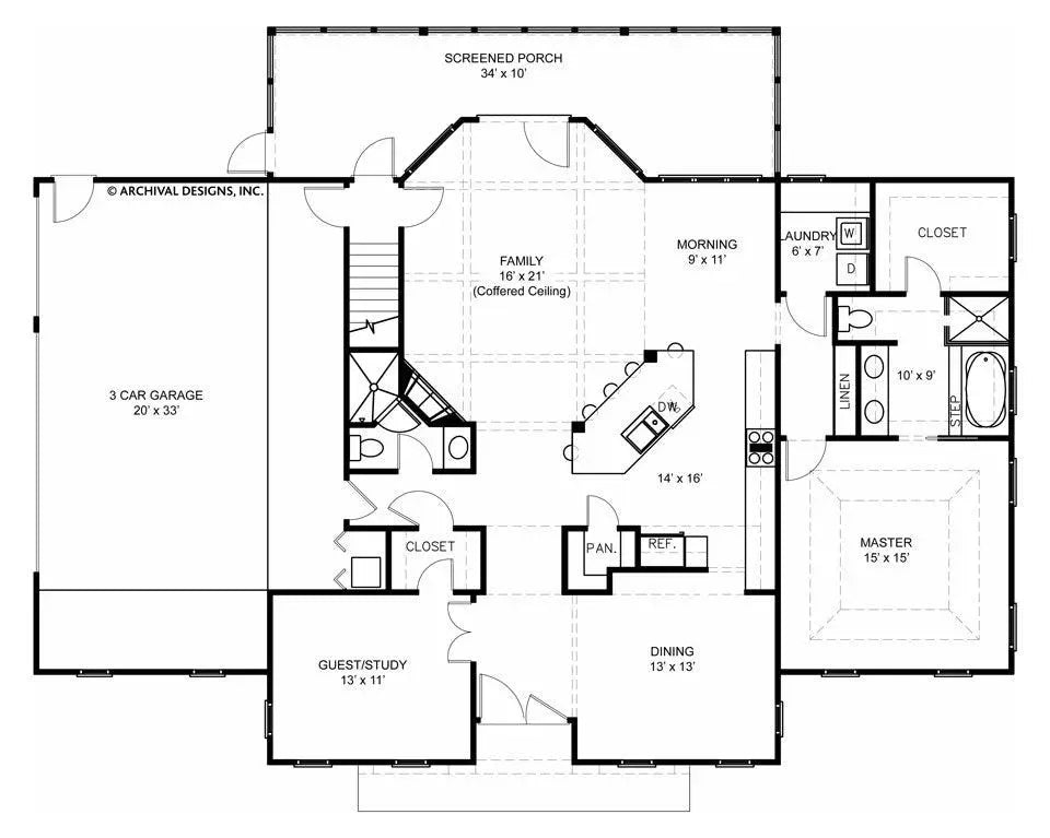 Roslyn House Plan - Archival Designs House Plans, floor plan