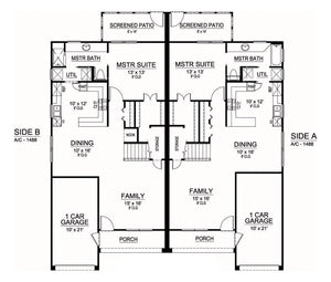 sanborn duplex - archival designs house plans, floor plan