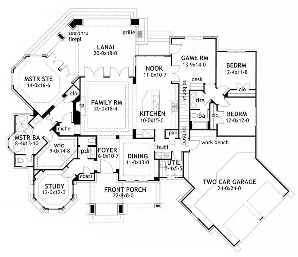 Santo L'Agnello House Plan - Archival Designs House Plans, floor plan
