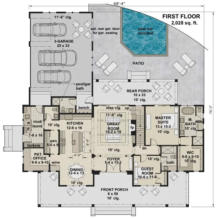 Silverbell Ranch House Plan - Archival Designs House Plans, floor plan
