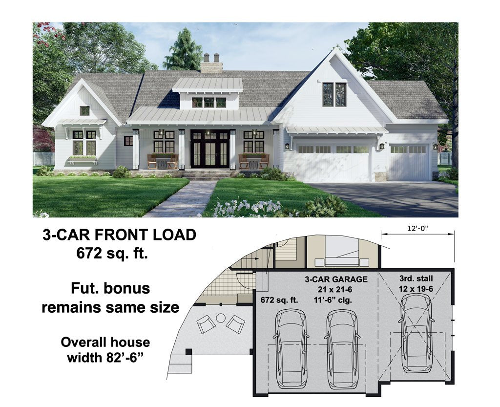 St. Martin House Plan - 3 Car Front Load