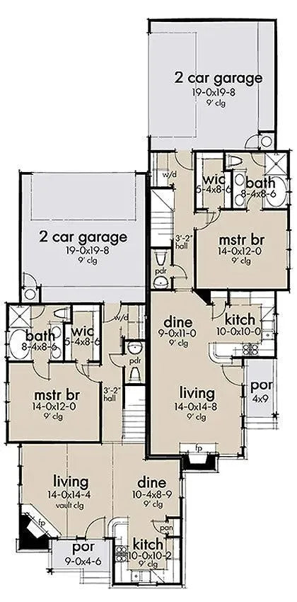 Twin Creek Cottage Duplex Plan - Archival Designs House Plans, floor plan