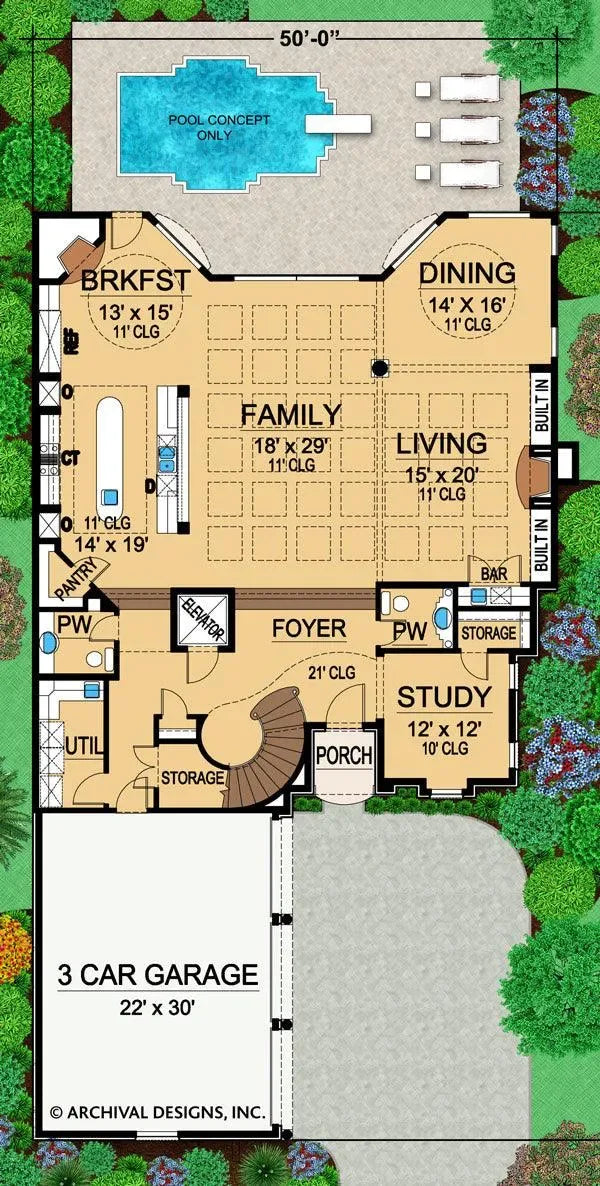 Vayres House Plan - Archival Designs House Plans, floor plan