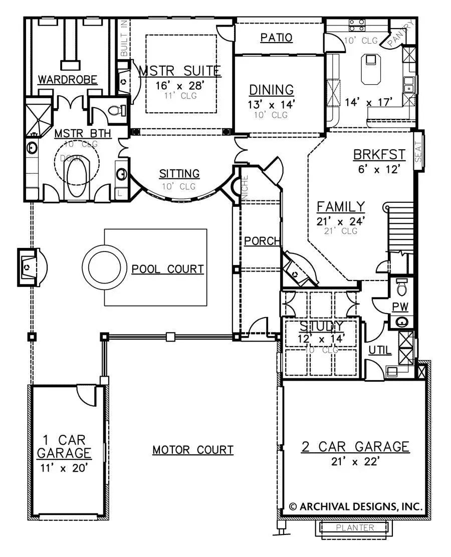 Villa Palladian House Plan - Archival Designs House Plans, floor plan