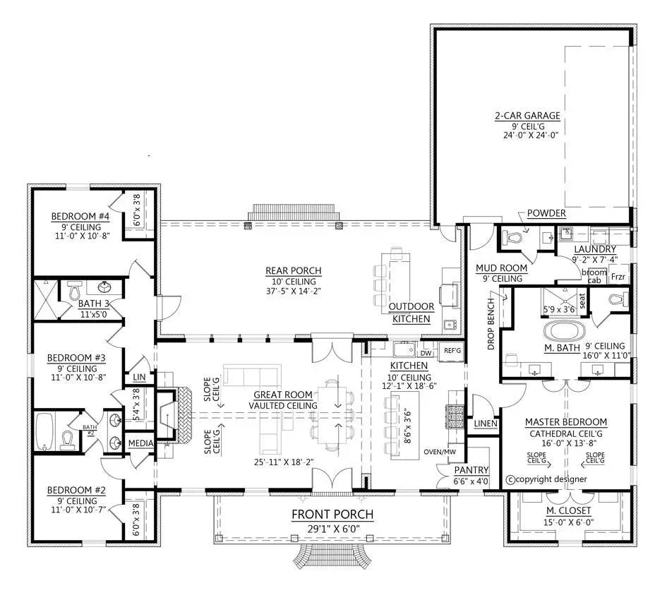 Wildwood House Plan - Archival Designs House Plans, floor plan