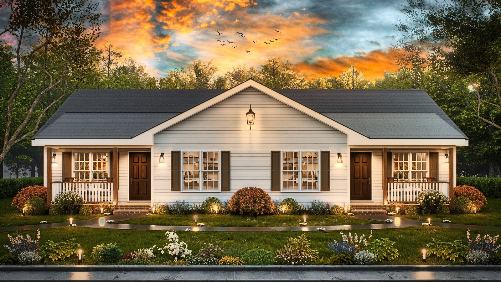 One Story Duplex House Plans