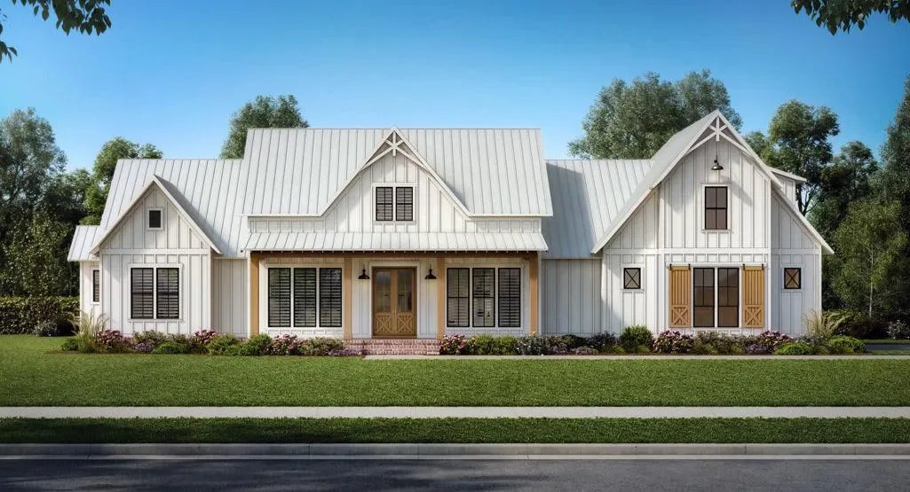One-Story Ranch Plans with 3-Car Side Load Garages