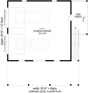 L7915-A Contemporary Mountain ADU House Garage Floor Plan, 1 Bedroom, 1 Bathroom | Innsbrook Overlook ADU