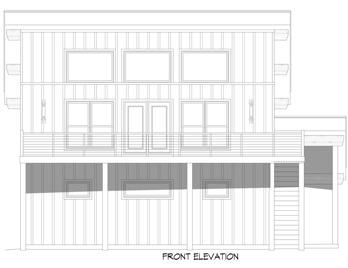 L7915-A Contemporary Mountain ADU House, 1 Bedroom, 1 Bathroom | Innsbrook Overlook ADU Front Elevation