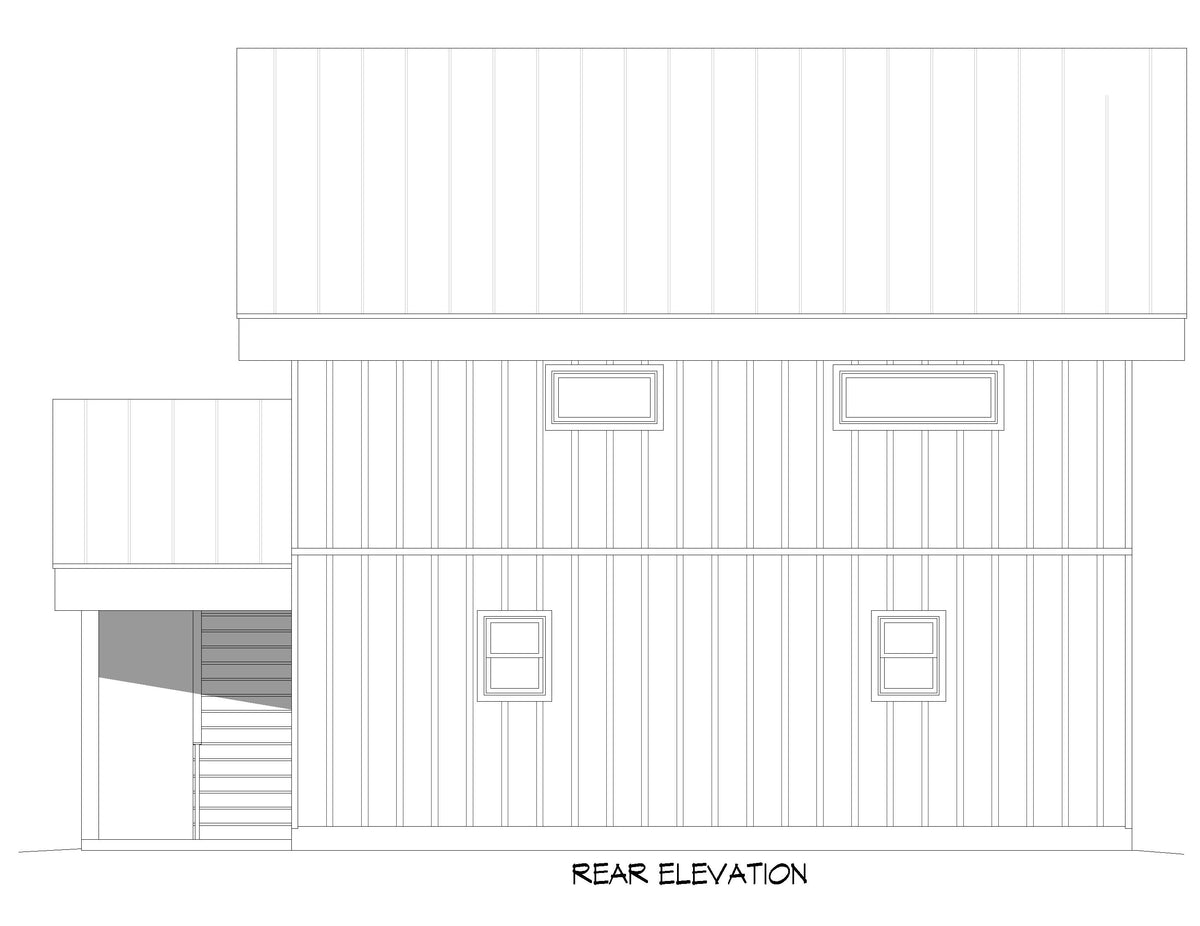 L7915-A Contemporary Mountain ADU House, 1 Bedroom, 1 Bathroom | Innsbrook Overlook ADU Rear Elevation
