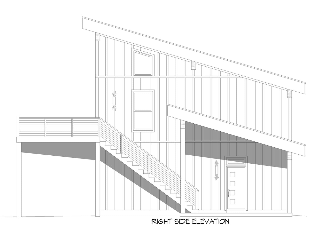 L7915-A Contemporary Mountain ADU House, 1 Bedroom, 1 Bathroom | Innsbrook Overlook ADU Right Elevation