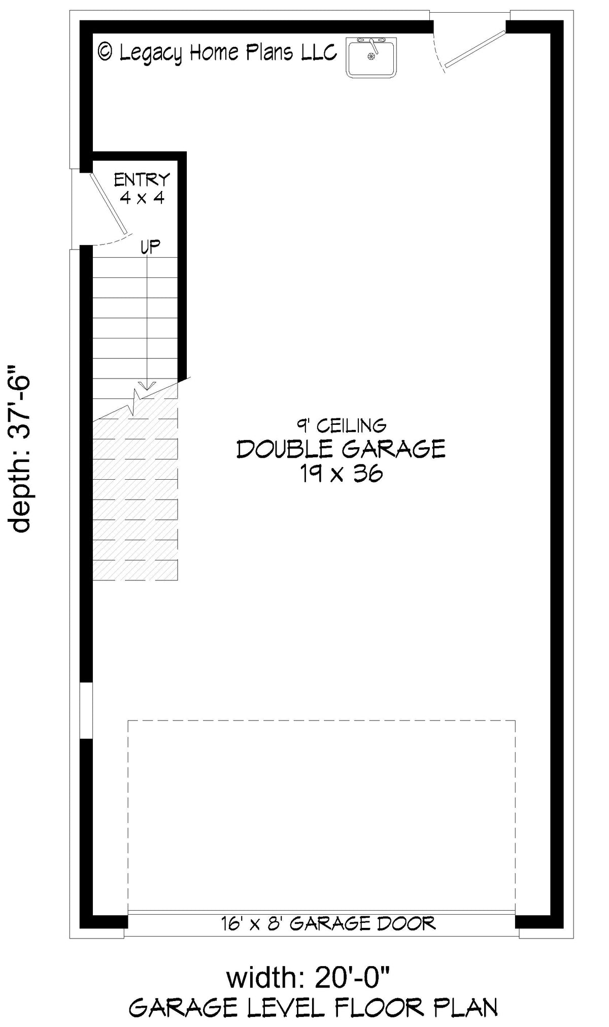 L7917-A Contemporary ADU House Garage Floor Plan, 1 Bedrooms, 1 Bathroom | Nashville 2.0 ADU 