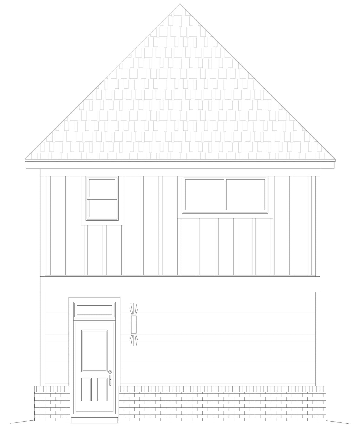 L7917-A Contemporary ADU House, 1 Bedrooms, 1 Bathroom | Nashville 2.0 ADU Rear Elevation